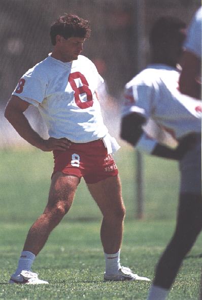 Steve stretching in Niner camp 198_